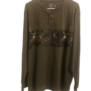 Legacy Falls XL Mens brown long sleeve henley shirt
